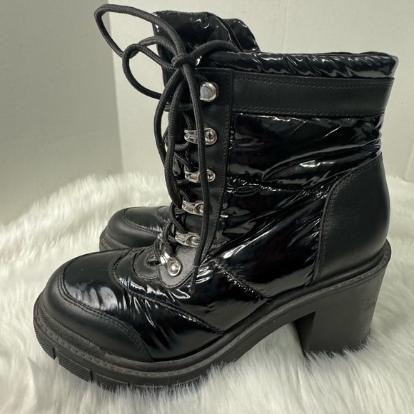 Marc Fisher Mlvaina Combat Puffer Black Lace Up Block Heel Boot Goth Punk Grunge - Picture 7 of 9